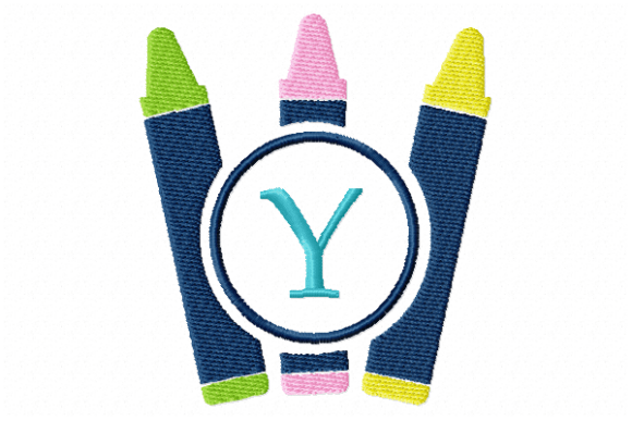 Crayons Frame Monogram Letter Y: A Quirky Embroidery Gem